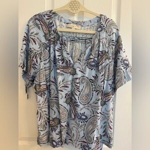 LOFT Blue Paisley Blouse